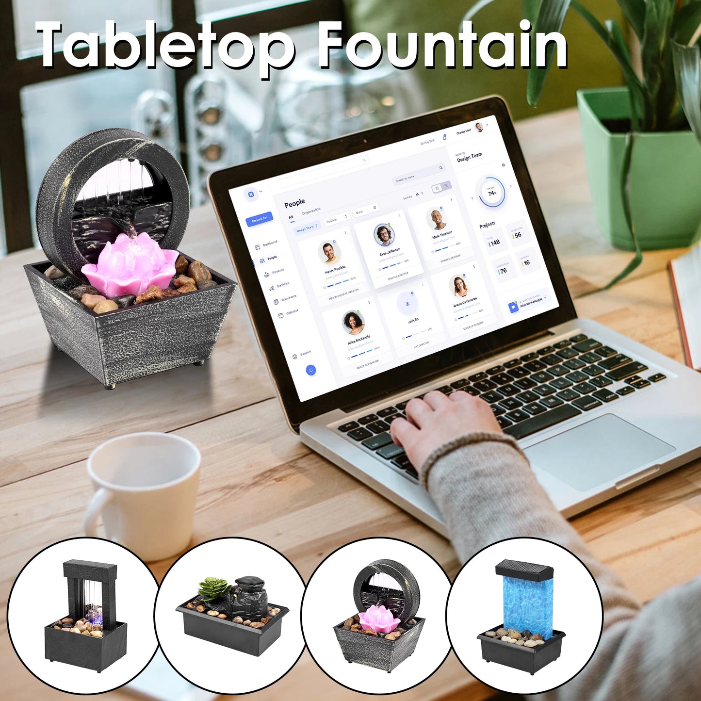 Wasserbrunnen in 4 Verschieden Variationen Batterie und mit USB