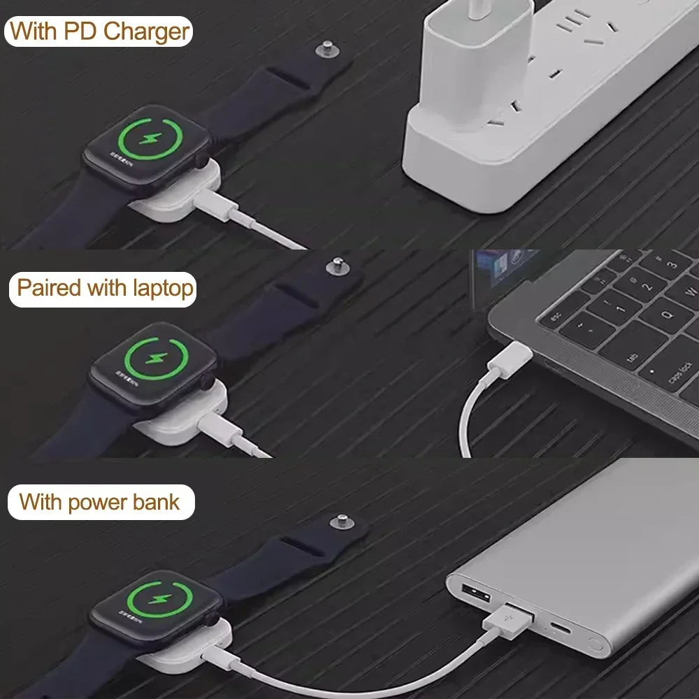 Tragbar, Magnetisch Drahtloses Schnellladegerät für die Apple Watch: Series 9 8 7 6 5 SE Type C, für Apple Watch Series 6 5 3 2 1