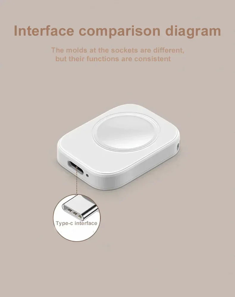Tragbar, Magnetisch Drahtloses Schnellladegerät für die Apple Watch: Series 9 8 7 6 5 SE Type C, für Apple Watch Series 6 5 3 2 1