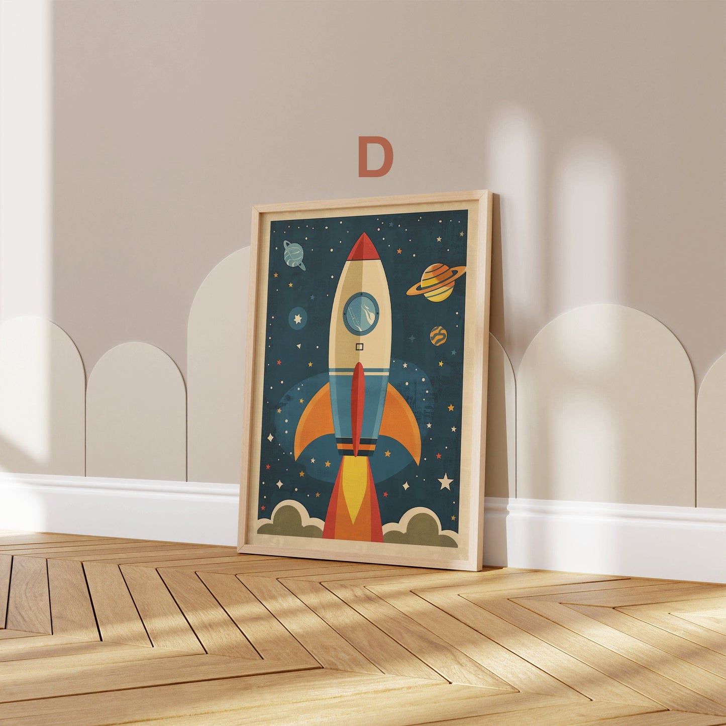 Astronaut Poster Kinderzimmer · Geschenkidee für Kinder · Kinderzimmer Deko · Weltraum Rakete & Planeten · Deko Print ohne Rahmen-5