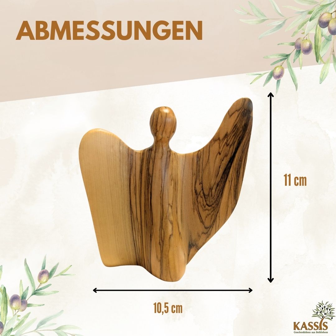 Geflügelter Engel Figur aus Olivenholz - hergestellt in Bethlehem-3