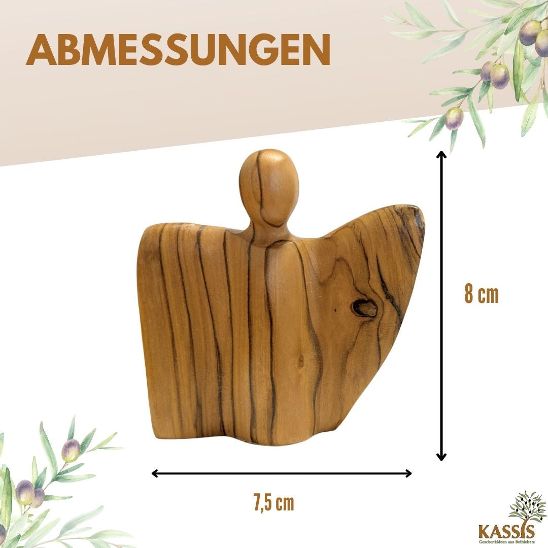 Geflügelter Engel Figur aus Olivenholz - hergestellt in Bethlehem-4