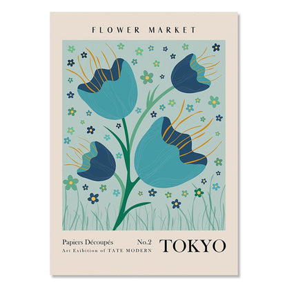 Poster Blumen Markt Botanische Bilder New York Paris Madrid London und Amsterdam als Deko Print ohne Rahmen-2